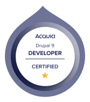 Acquia Developer Drupal 9 certification badge